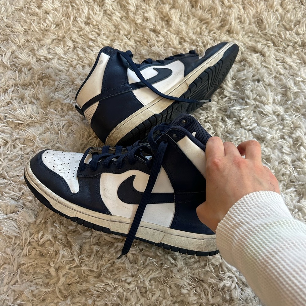 Nike High-Top Sneakers in Dark Blue and White